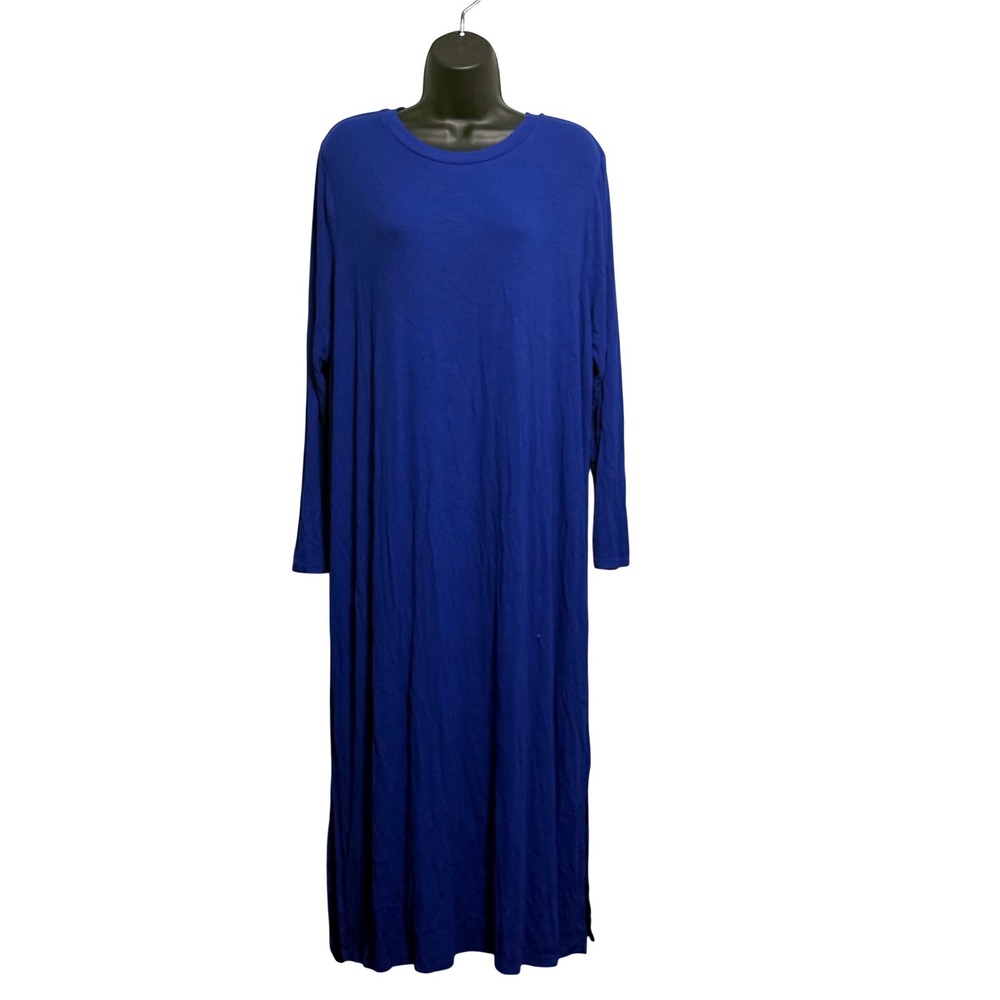 Motherhood Maternity Royal Blue Ribbed Long Sleeve Maxi Dress XXL 2 Side Slits
